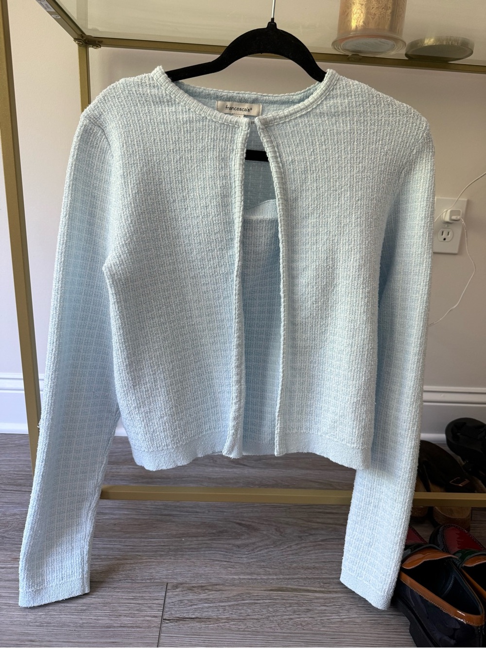 Francesca's Collections Pale Blue Open-Front Knit Cardigan